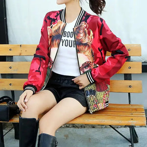 Letter Print Streetwear Kpop Bomber Jacket