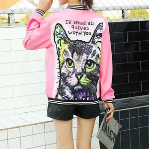 Letter Print Streetwear Kpop Bomber Jacket
