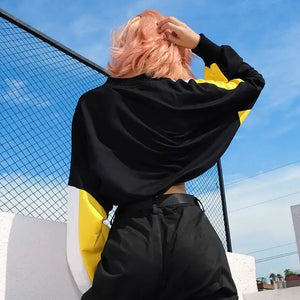 Long Sleeve Oversized Korean Sweatshirt Crop Hoodie
