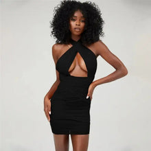 Load image into Gallery viewer, Mesh See Through Criss-Cross Halter Dress