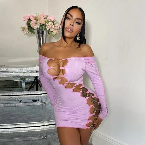 Mini Bandage Hollow Out Club Outfit Dress