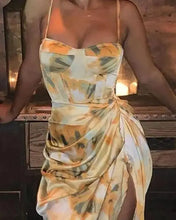 Load image into Gallery viewer, ORANGE TIE DYE RUCHED SIDE MIDI Dress