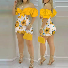 Load image into Gallery viewer, Off Shoulder Party Mini Floral Print Romper