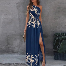 Load image into Gallery viewer, Ombre One Shoulder Cutout Slit Thigh Maxi Dress