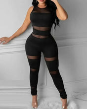 Load image into Gallery viewer, Overall Solid Sleeveless Sheer Mesh Jumpsuit