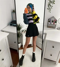 Load image into Gallery viewer, Patchwork Stripe Print Long Sleeve Y2k Sweatshirt