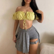 Load image into Gallery viewer, Plaid Buttoned Asymmetrical Skirt