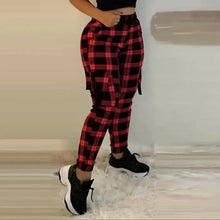 Load image into Gallery viewer, Plaid Pocket Design Cargo Pants