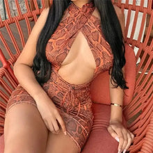Load image into Gallery viewer, Pleated Halter Hollow Out Sleeveless Bodycon Backless Mini Dress