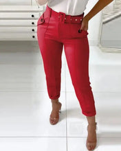 Load image into Gallery viewer, Pocket Design Belted High Waist Casual Pants