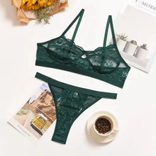 Load image into Gallery viewer, Ruffle Lace Wireless Bra &amp; Panty Lingerie Set