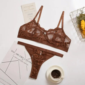 Ruffle Lace Wireless Bra & Panty Lingerie Set