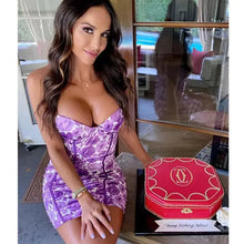 Load image into Gallery viewer, Satin Print Floral Dress Spaghetti Straps Push Up Padded Dress