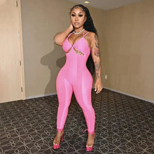 Load image into Gallery viewer, Sheer Mesh Cutout Front Ruched Skinny Jumpsuit