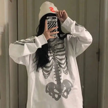 Load image into Gallery viewer, Skeleton Print Round Collar Loose E-girl Aesthetic Hoodie