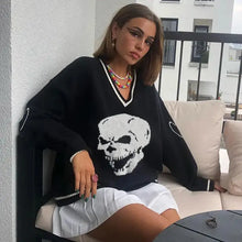 Load image into Gallery viewer, Skull Print Loose Sweatshirt
