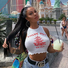 Load image into Gallery viewer, Sleeveless Bodycon Aesthetic Print Crop Top