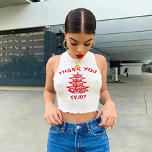 Load image into Gallery viewer, Sleeveless Bodycon Aesthetic Print Crop Top
