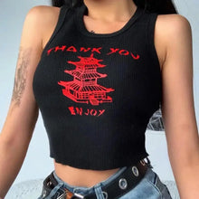 Load image into Gallery viewer, Sleeveless Bodycon Aesthetic Print Crop Top