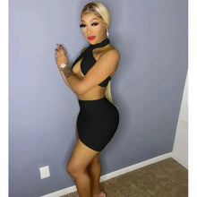 Load image into Gallery viewer, Sleeveless Halter Off Shoulder Crop Top &amp; Ruched Skirt