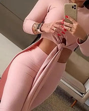 Load image into Gallery viewer, Solid Knotted Top &amp; High Waist Pants Set