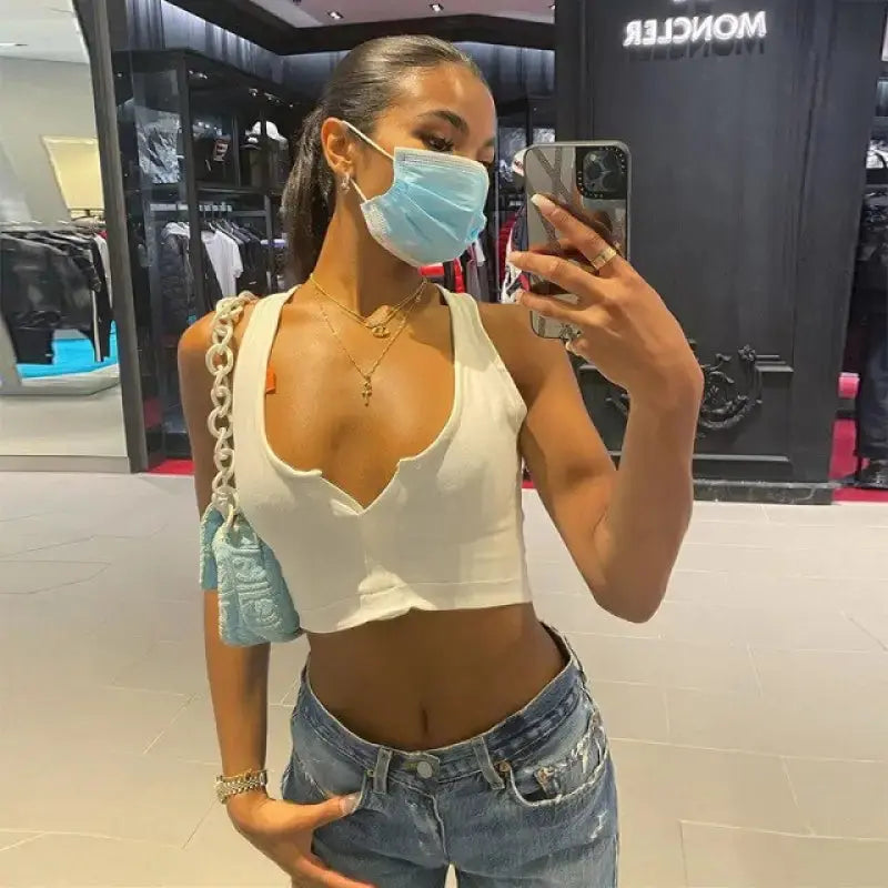 Solid Skinny Sleeveless Crop Top