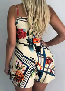 Spaghetti Strap Floral Print Romper