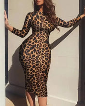 Load image into Gallery viewer, Spaghetti Strap Leopard Print Bodycon Dress
