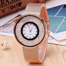 Load image into Gallery viewer, Stainless Steel Rose Gold Quartz Rhinestone Watch