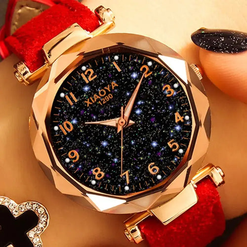 Stars & Sky Dial Clock Luxury Rose Gold Quartz Wrist Watch