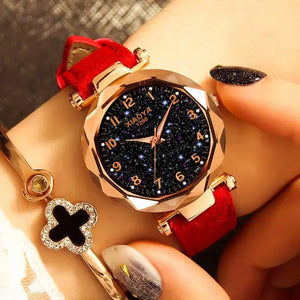 Stars & Sky Dial Clock Luxury Rose Gold Quartz Wrist Watch