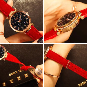 Stars & Sky Dial Clock Luxury Rose Gold Quartz Wrist Watch