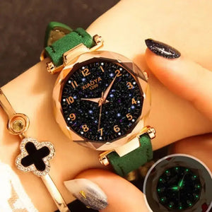 Stars & Sky Dial Clock Luxury Rose Gold Quartz Wrist Watch