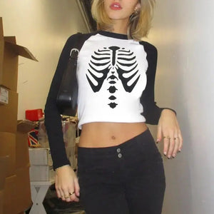 Sternum Print Raglan Long Sleeve Crop Top
