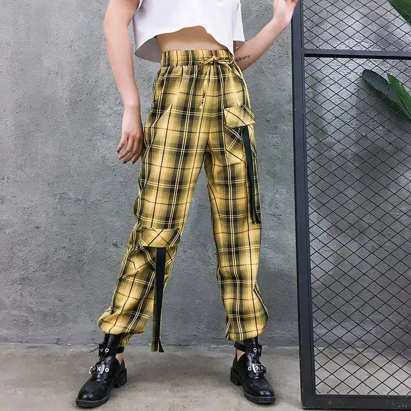 Street Style Plaid Cargo Pants
