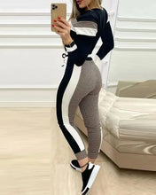 Load image into Gallery viewer, Striped Long Sleeve Top &amp; Drawstring Pocket Design Pants Set
