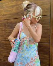 Load image into Gallery viewer, Sweet Floral Suspender Tied Cut Out Front Maxi Dress