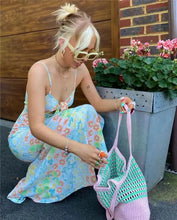 Load image into Gallery viewer, Sweet Floral Suspender Tied Cut Out Front Maxi Dress