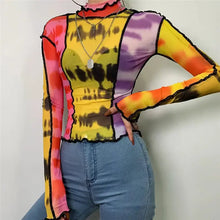 Load image into Gallery viewer, Tie dye Pattern Colorful Mesh Top