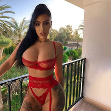 Load image into Gallery viewer, Transparent Sexy Lace Lingerie Set