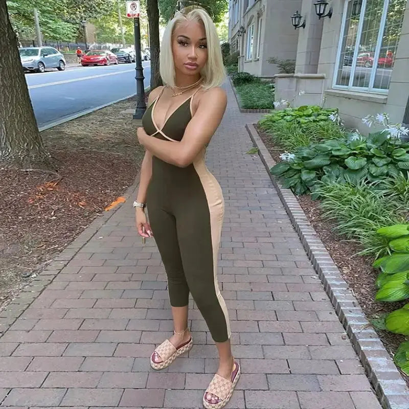 V-Neck Bandage Camisole Sleeveless Jumpsuit
