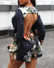 Load image into Gallery viewer, V Neck Puff Sleeve Backless Floral Print Romper