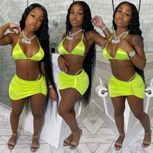 Load image into Gallery viewer, Women’s Bra Crop Top and Mini Mesh Sheer Skirt