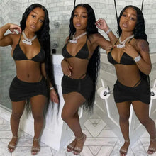 Load image into Gallery viewer, Women’s Bra Crop Top and Mini Mesh Sheer Skirt