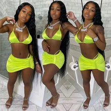 Load image into Gallery viewer, Women’s Bra Crop Top and Mini Mesh Sheer Skirt