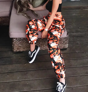 Women’s Spring Orange Camouflage Pants