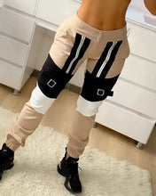 Load image into Gallery viewer, Zipper Design Colorblock Cargo Pants