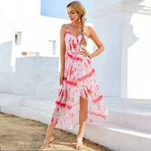 Load image into Gallery viewer, A-line Tie-dyed Backless Slip Dress - Dresses