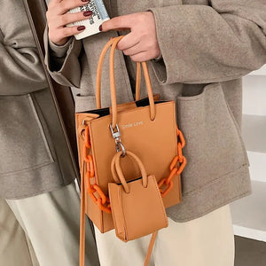 Acrylic Candy Color Chain Designer PU Leather Crossbody Bag