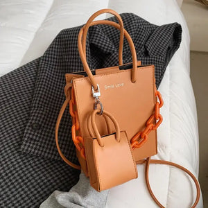 Acrylic Candy Color Chain Designer PU Leather Crossbody Bag